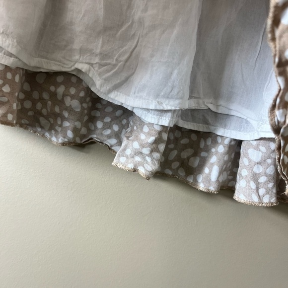 Alelly Ruffle Polka Dot Tan Tiered Mini Skirt Size Medium Boho Chic Casual - Picture 9 of 10